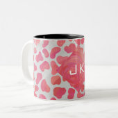 Dalmatiner Rosa und Weiß mit Monogramm Zweifarbige Tasse (Vorderseite Links)