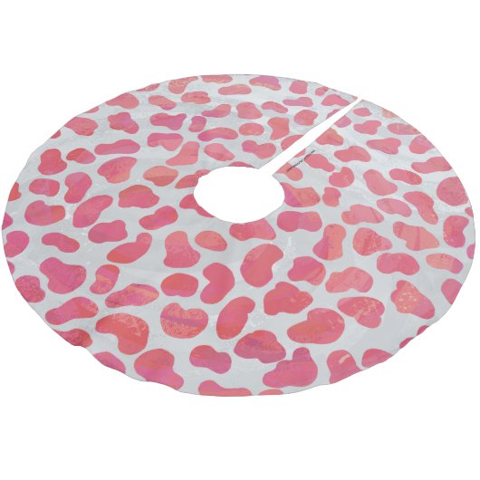 Dalmatiner Rosa und Weiß Polyester Weihnachtsbaumdecke (Schrägansicht)