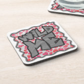 Dalmatiner Rosa und Weiße Breite Ich Getränkeuntersetzer (Linke Seite)