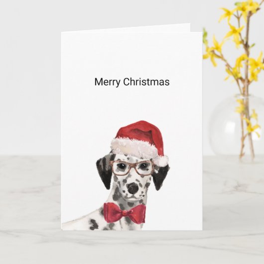 Dalmatiner Santa Weihnachtskarte Karte (Gelbe Blume)