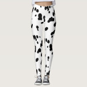 Dalmatiner schlägt Muster Schwarz-Weiß-Dog-Fur Leggings (Vorderseite)