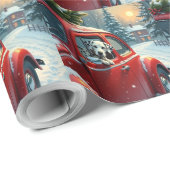 Dalmatiner-Schneefahrt-Weihnachtsbild Geschenkpapier (Rolleneckpunkt)
