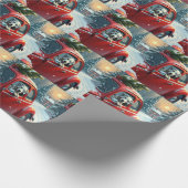 Dalmatiner-Schneefahrt-Weihnachtsbild Geschenkpapier (Ecke)