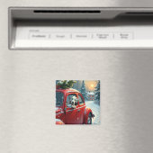 Dalmatiner-Schneefahrt-Weihnachtsbild Magnet (In Situ (Geschirrspüler))