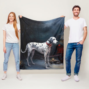 Dalmatiner-Schneeschlitten-Weihnachtsdekoration Fleecedecke
