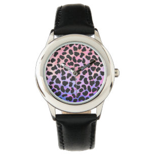 Dalmatiner Schwarz/Rosa Armbanduhr