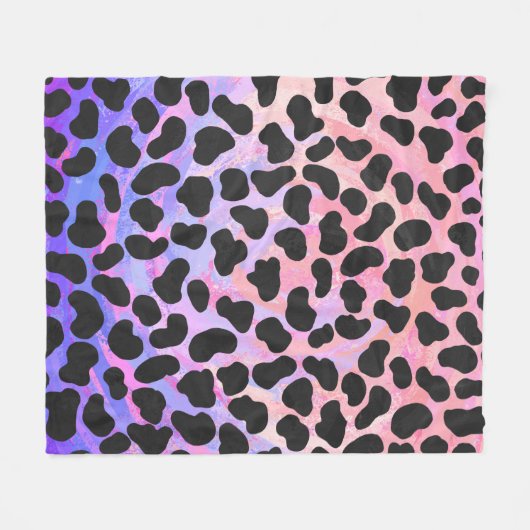 Dalmatiner Schwarz/Rosa Fleecedecke (Vorderseite (Horizontal))