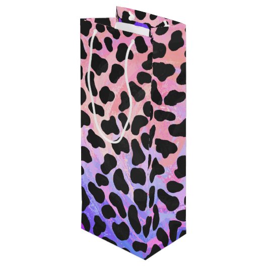 Dalmatiner Schwarz/Rosa Geschenktüte Für Weinflaschen (Rückseite Schrägansicht)