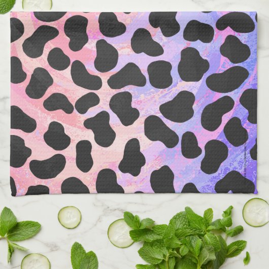 Dalmatiner Schwarz/Rosa Geschirrtuch (Gefaltet)