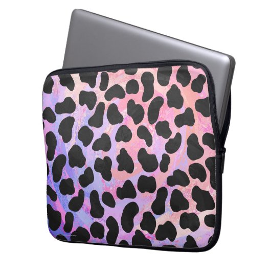 Dalmatiner Schwarz/Rosa Laptopschutzhülle (Vorderseite Links)