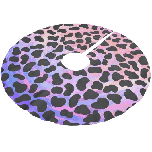 Dalmatiner Schwarz/Rosa Polyester Weihnachtsbaumdecke (Schrägansicht)