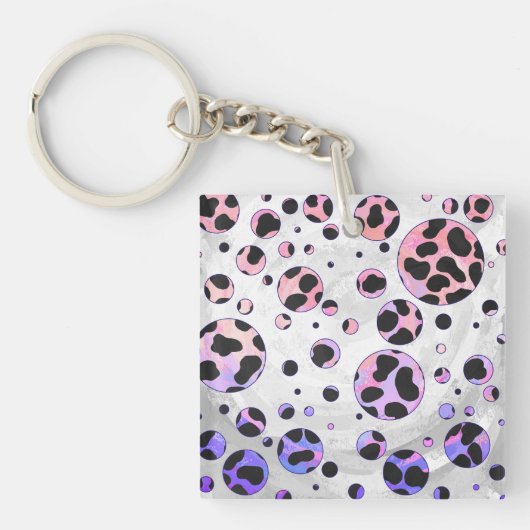 Dalmatiner Schwarz und Rosa Polka Dot drucken Schlüsselanhänger (Vorderseite)