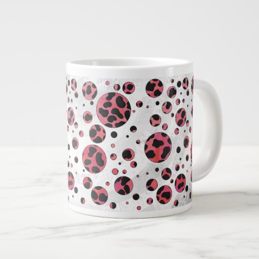Dalmatiner Schwarz und Rot mit Polka Dots Jumbo-Tasse (Vorderseite Rechts)