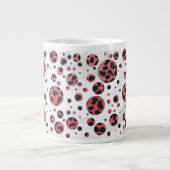 Dalmatiner Schwarz und Rot mit Polka Dots Jumbo-Tasse (Vorderseite)