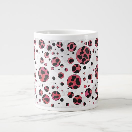 Dalmatiner Schwarz und Rot mit Polka Dots Jumbo-Tasse (Vorderseite)