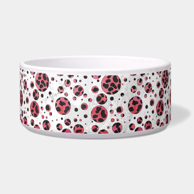 Dalmatiner Schwarz und Rot mit Polka Dots Napf (Rechts)