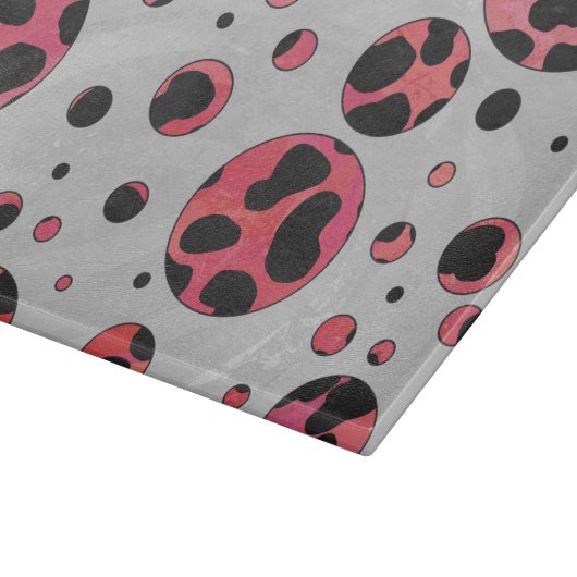 Dalmatiner Schwarz und Rot mit Polka Dots Schneidebrett (Ecke)
