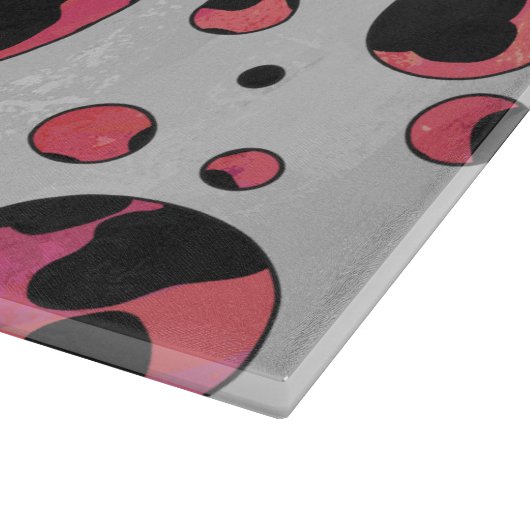 Dalmatiner Schwarz und Rot mit Polka Dots Schneidebrett (Ecke)