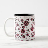 Dalmatiner Schwarz und Rot mit Polka Dots Zweifarbige Tasse (Links)