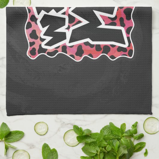 Dalmatiner Schwarz und Rot mit Wilden Mich Geschirrtuch (Gefaltet)