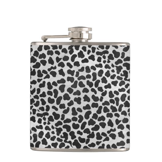 Dalmatiner Schwarz/Weiß Flachmann (Vorderseite)