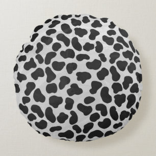 Dalmatiner Schwarz/Weiß Rundes Kissen