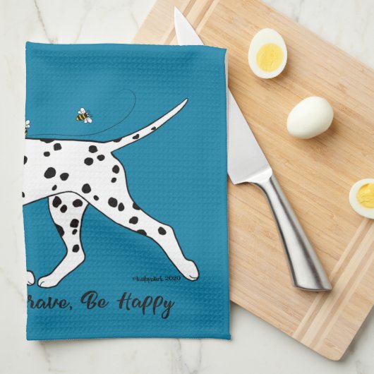 Dalmatiner sei tapfer und sei glücklich geschirrtuch (Viertel Falte)