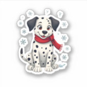Dalmatiner Snowy Fun Aufkleber (Vorderseite)