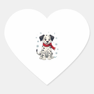 Dalmatiner Snowy Fun Herz-Aufkleber