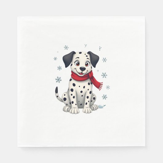 Dalmatiner Snowy Fun Hund Serviette (Vorderseite)