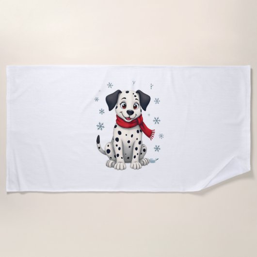 Dalmatiner Snowy Fun Hund Strandtuch (Vorderseite)