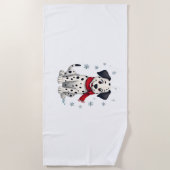 Dalmatiner Snowy Fun Hund Strandtuch (Vorderseite)
