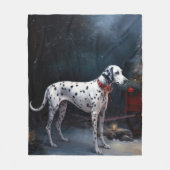 Dalmatiner Snowy Sleigh Weihnachtsdekor Fleecedecke (Vorderseite)