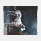 Dalmatiner Snowy Sleigh Weihnachtsdekor Fleecedecke (Vorderseite (Horizontal))
