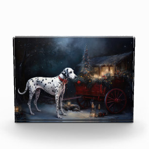 Dalmatiner Snowy Sleigh Weihnachtsdekor Fotoblock