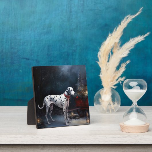 Dalmatiner Snowy Sleigh Weihnachtsdekor Fotoplatte (InSitu)