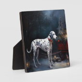 Dalmatiner Snowy Sleigh Weihnachtsdekor Fotoplatte (Vorderseite)