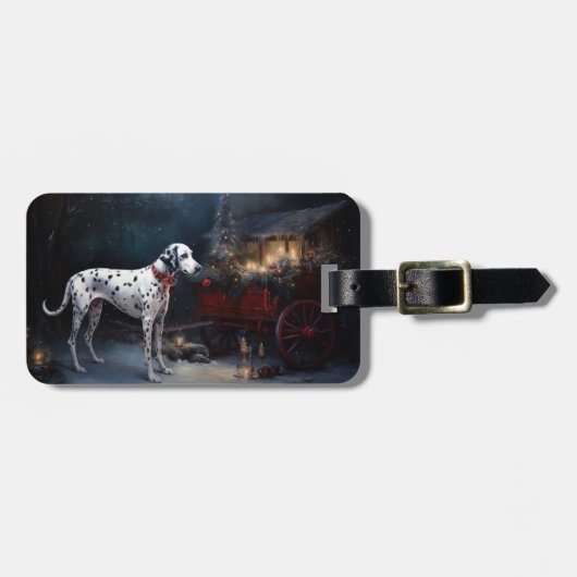 Dalmatiner Snowy Sleigh Weihnachtsdekor Gepäckanhänger (Vorderseite horizontal)
