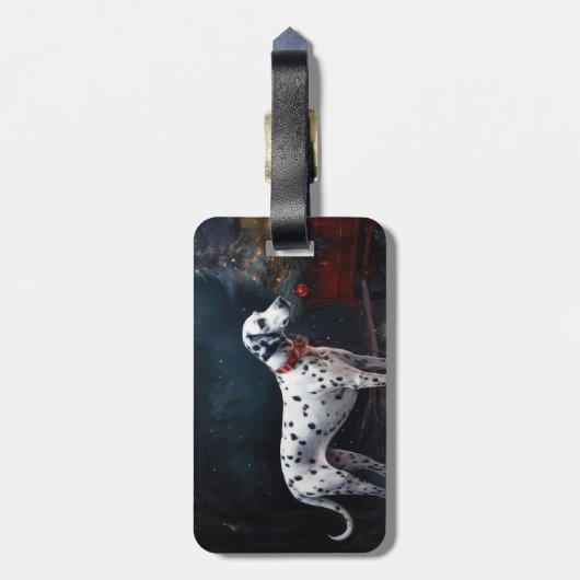 Dalmatiner Snowy Sleigh Weihnachtsdekor Gepäckanhänger (Rückseite vertikal)