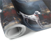 Dalmatiner Snowy Sleigh Weihnachtsdekor Geschenkpapier (Rolleneckpunkt)