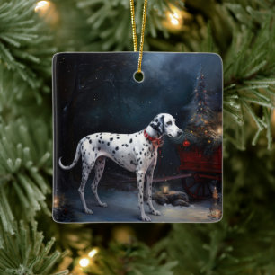 Dalmatiner Snowy Sleigh Weihnachtsdekor Keramikornament