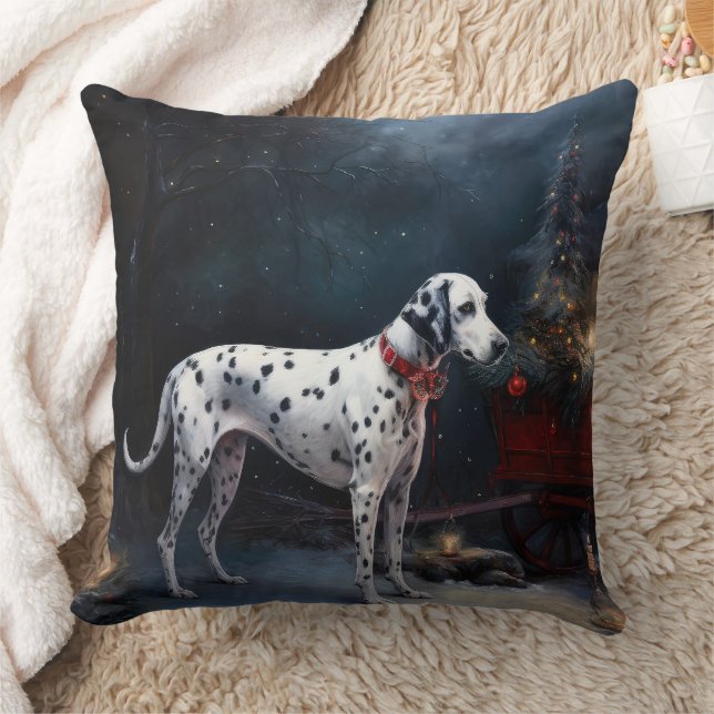 Dalmatiner Snowy Sleigh Weihnachtsdekor Kissen (Decke)