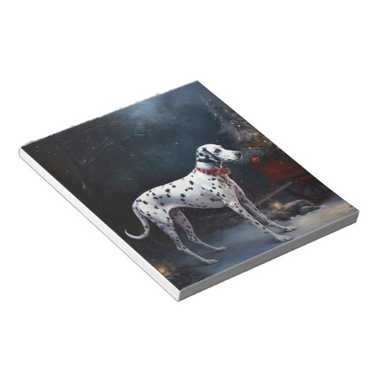 Dalmatiner Snowy Sleigh Weihnachtsdekor Notizblock (angewinkelt)