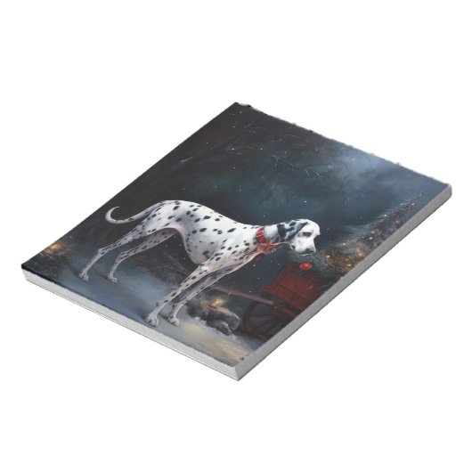 Dalmatiner Snowy Sleigh Weihnachtsdekor Notizblock (Rotiert)