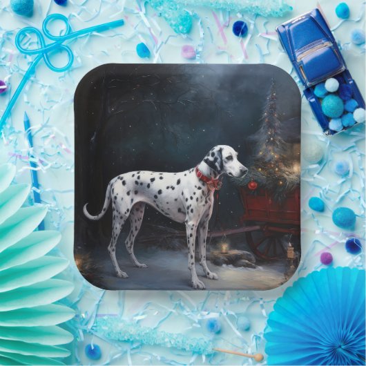 Dalmatiner Snowy Sleigh Weihnachtsdekor Pappteller (Party)