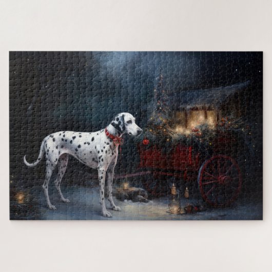 Dalmatiner Snowy Sleigh Weihnachtsdekor Puzzle (Horizontal)