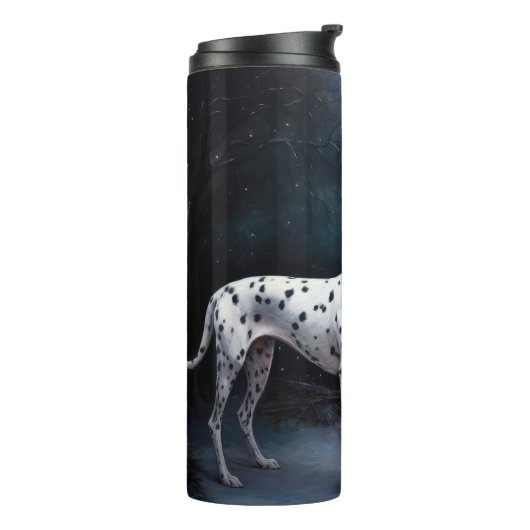 Dalmatiner Snowy Sleigh Weihnachtsdekor Thermosbecher (Nach links gedreht)