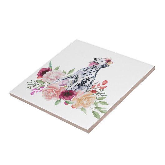 Dalmatiner spielen in Blume Keramik Tile Fliese (Seite)