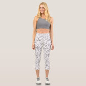 Dalmatiner-Spots, Dalmatiner-Punkte, Schwarz und W Capri Leggings (Vorderseite)