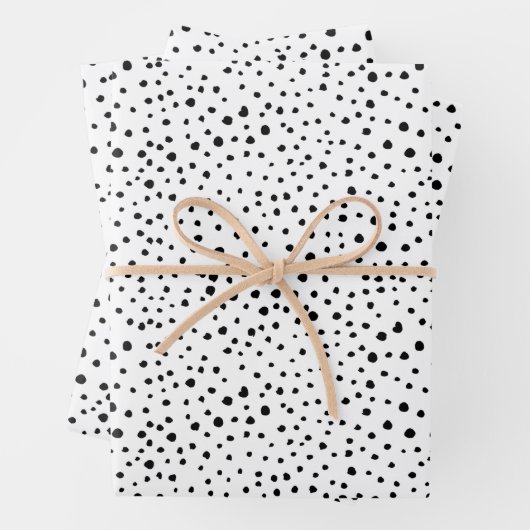 Dalmatiner-Spots, Dalmatiner-Punkte, Schwarz und W Geschenkpapier Set (Beispiel)